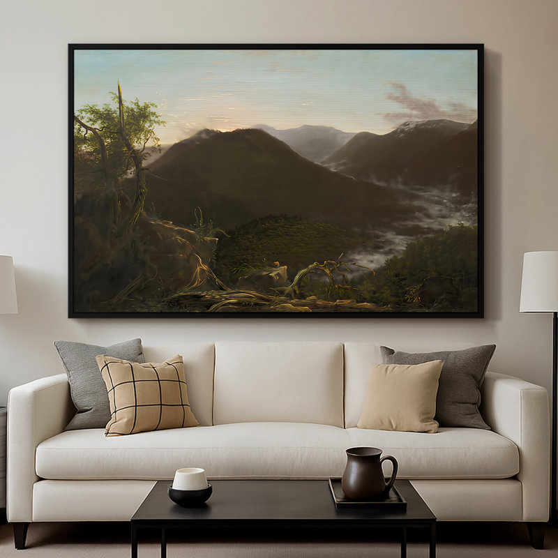 Lever de soleil dans les montagnes de Catskill, 1826 - Thomas Cole, toile tendue avec châssis, 26 x 40, Noir