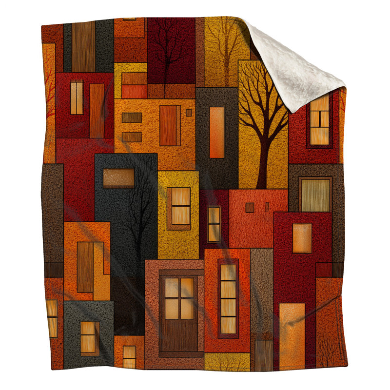 Jeté en polaire Abstract Buildings - Jetés d'architecture pour canapés ou lits, 60in W x 80in H