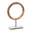 Constantino Mango Wood Circle Geometric Decorative Brown Sculpture with Marble Stand