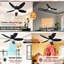 36" Ceiling Fans with Lights, Low-Profile Ceiling Fan with Light and Remote Control, Flush Mount, Reversible, Dimmable, Quiet, Black Ceiling Fan for Bedroom