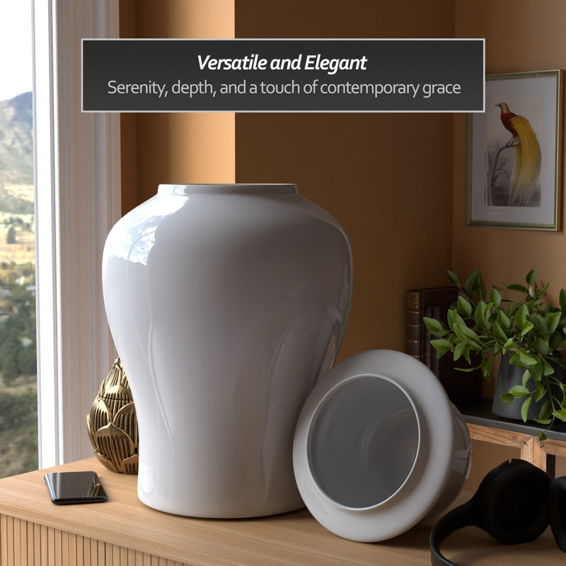 Timeless Chinese Temple Jar, 24", White