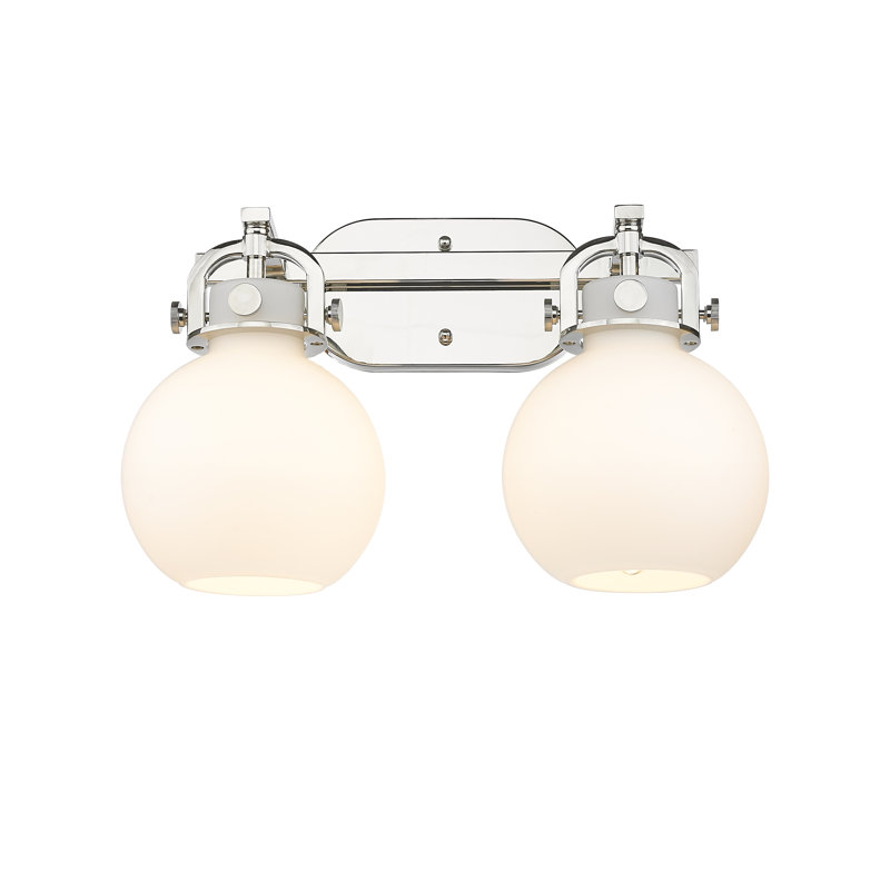 Éclairage pour meuble-lavabo mural 2 lumières 7 po Slocomb, Blanc, Nickel poli