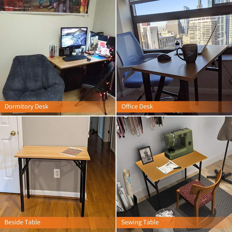 Small Desk 31 1/2" No Assembly Foldable Writing Table,Sturdy And Heavy Duty Folding Computer Desks For Small Space/Home Office/Dormitory AC5FB(80 * 40)
