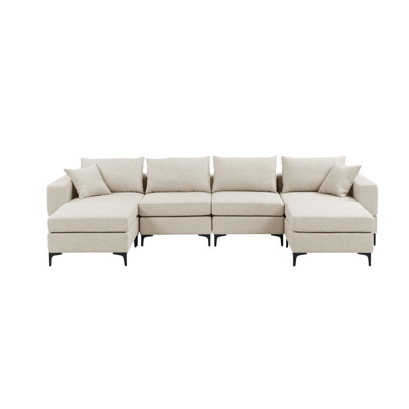 Wade Logan® 6 - Piece Upholstered Sectional & Reviews | Wayfair