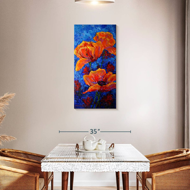 Coquelicots orange I, H 42 po x l 21 po