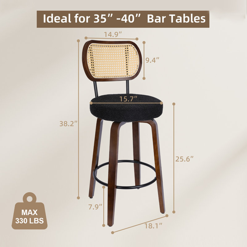Bar Stools Swivel Counter Stools (Set of 2), Black
