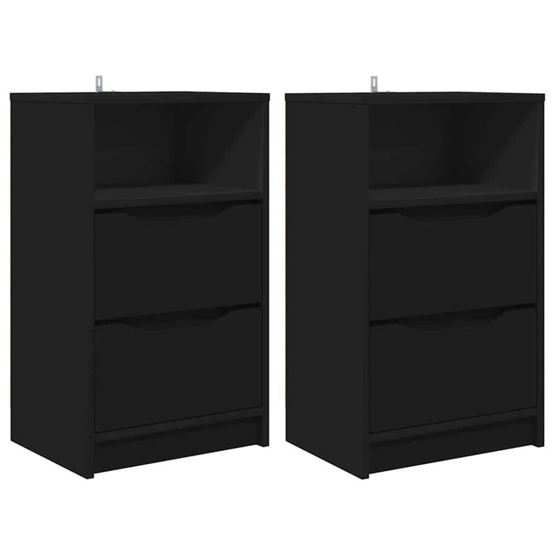 40cm W Manufactured Wood Bedside Table, Black