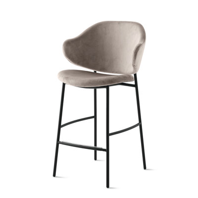 Holly Upholstered Stool with Rounded Back and Metal Frame
