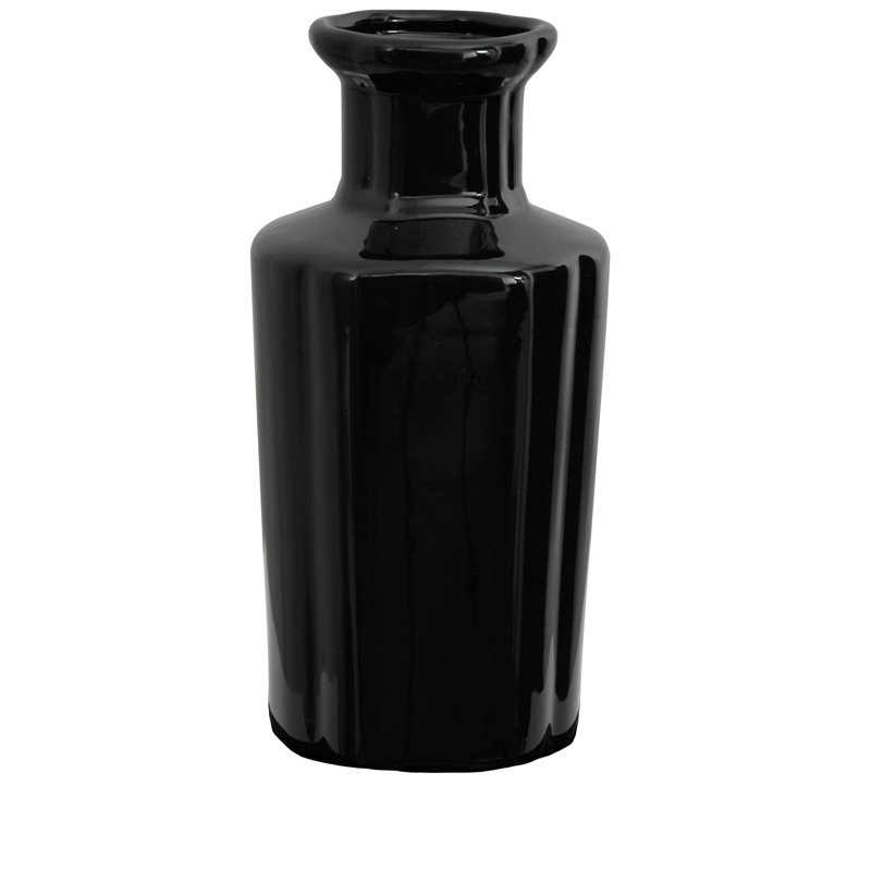 Blue Floral Vase, Black