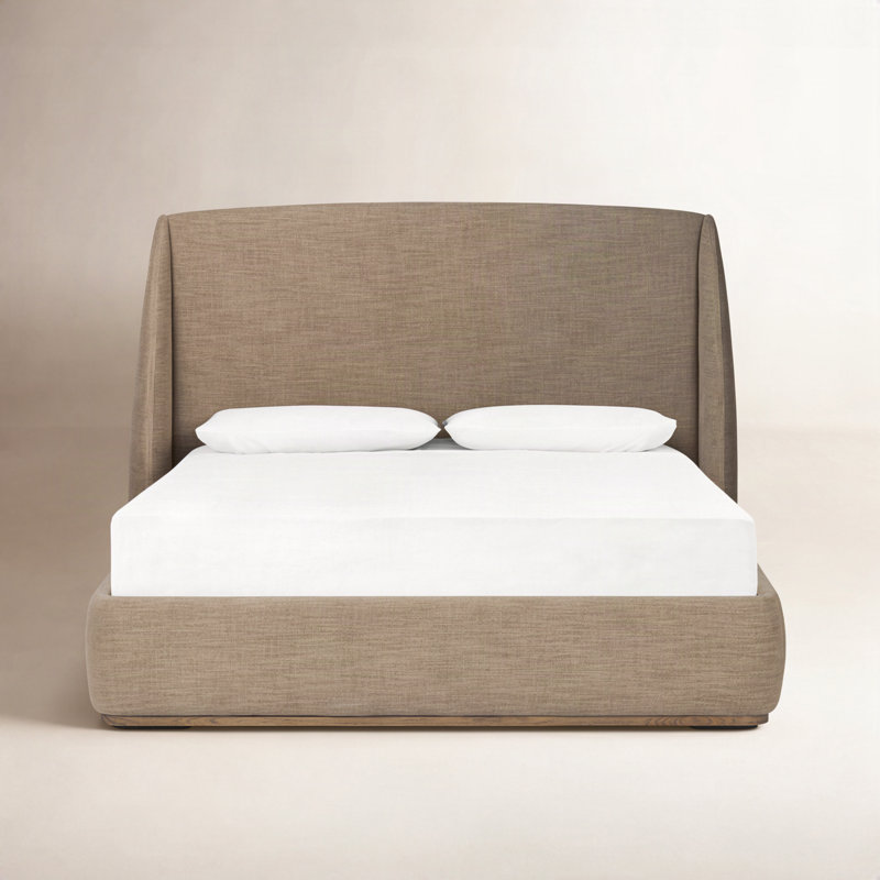 Hallward Calloway Upholstered Wingback Bed, Queen, Laken Taupe