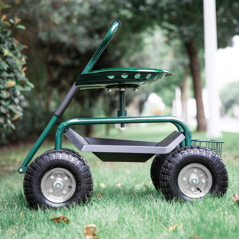 Brilhantina 86cm H x 45cm W Utility Cart with Wheels, Green