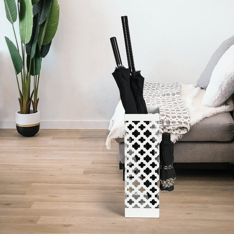 Porte-parapluies avec base carrée en fer blanc