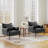 Mid-Century Modern Black Leatherette Armchair With Gold Trimmed Metal Legs And Side Pocket-1809113810