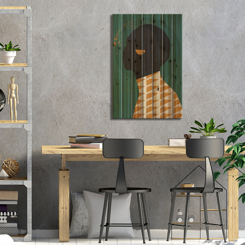 «Abstract Face III On Wood» par Danilo De Alexandria, reproduction, H 40 po x l 26 po x P 1,5 po