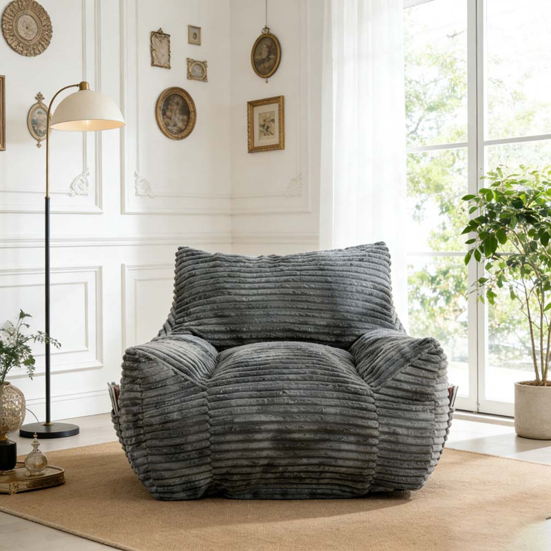 Bean Bag Chair, Oversized Comfy Beanbag, Gray