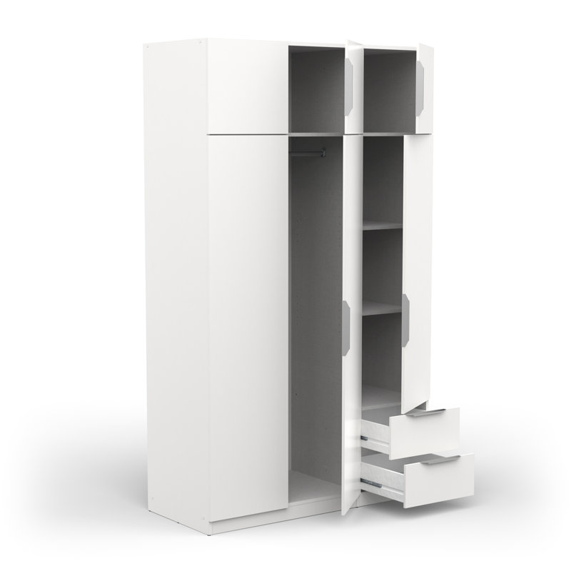 Nikoll 6 Door Manufactured Wood Wardrobe, 203cm H x 119.4cm W x 51.1cm D, White