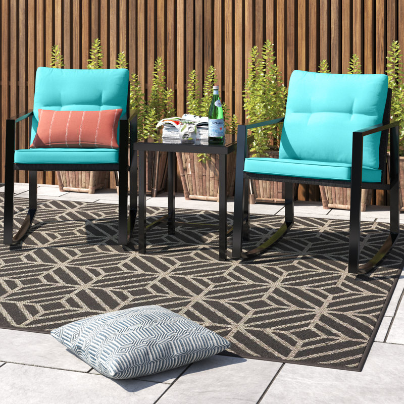 Hartranft 2 - Person Patio Dining Set with , Cushions Included, Light Blue