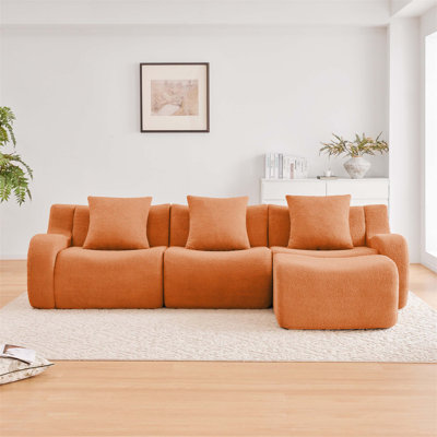 Boneless 3-Seat Sofa with Anti-Slip Design, Curved Armrests, Streamlined Look, and High-Density Sponge for Living Rooms and Bedrooms