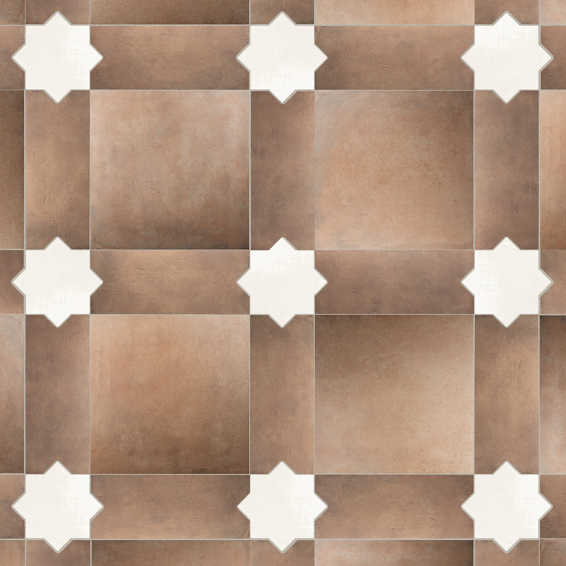 Argile Bordeaux 24 5/8 po X 24 5/8 po Ensemble de carreaux de porcelaine pour plancher et mur, Brun / beige