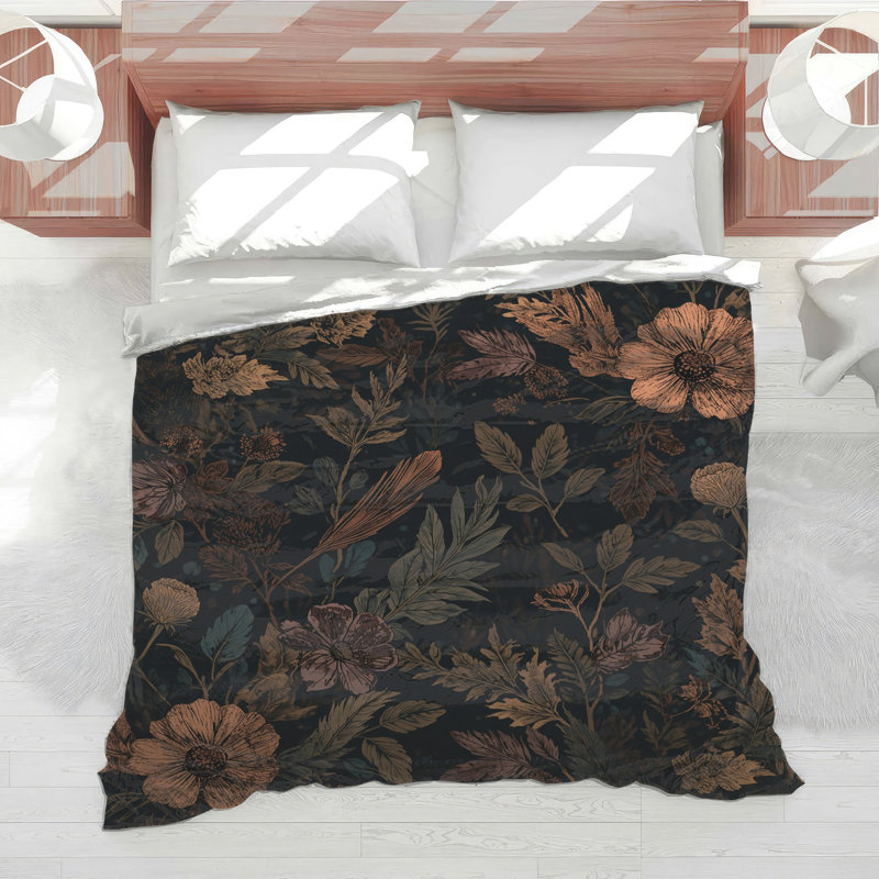 Édredon Botanical Floral Illustration, Très grand lit
