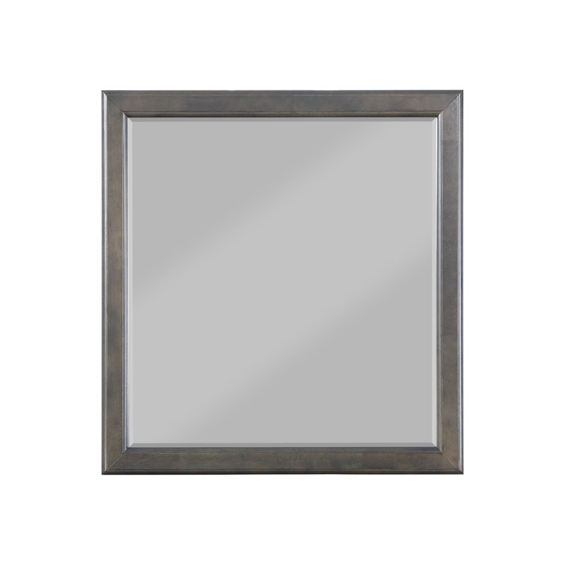 Elim Wood Rectangle Wall Mirror, Dark Gray