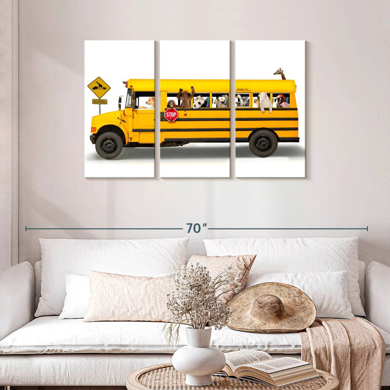 School Bus, 28" H x 45" W