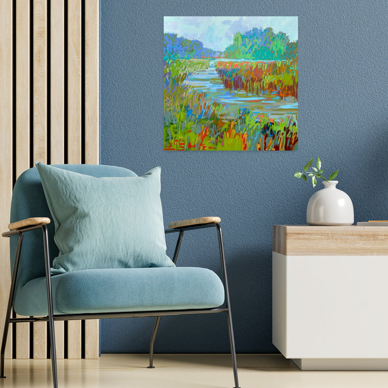 «A Bend In The River», art contemporain contemporain, H 18 po x l 18 po