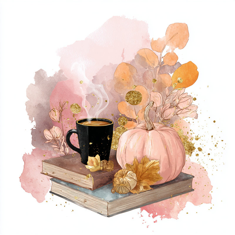 «Pumpkin Latte Autumn Vibes», art mural sur toile tendue