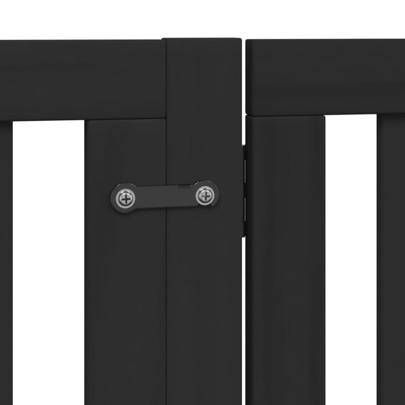Archie & Oscar Dog Gate With Door Foldable 12 Panels Brown 600 Cm Poplar Wood, 90cm H x 960cm W x 2cm D, Black