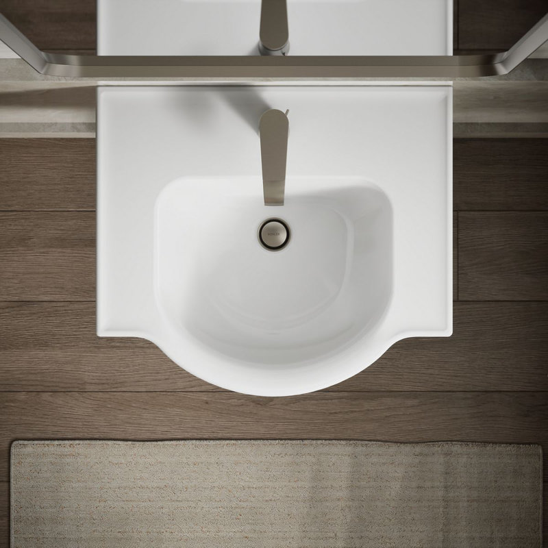 Veer Ceramic Pedestal Bathroom Sink with Overflow, White, Single, 7.99" H x 24" L x 18.25" W