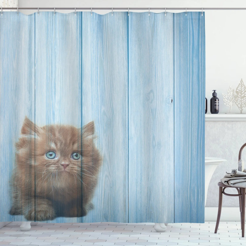 Rideau de douche simple rustique jolie kitty à animaux vif, l 69 po x L 70 po