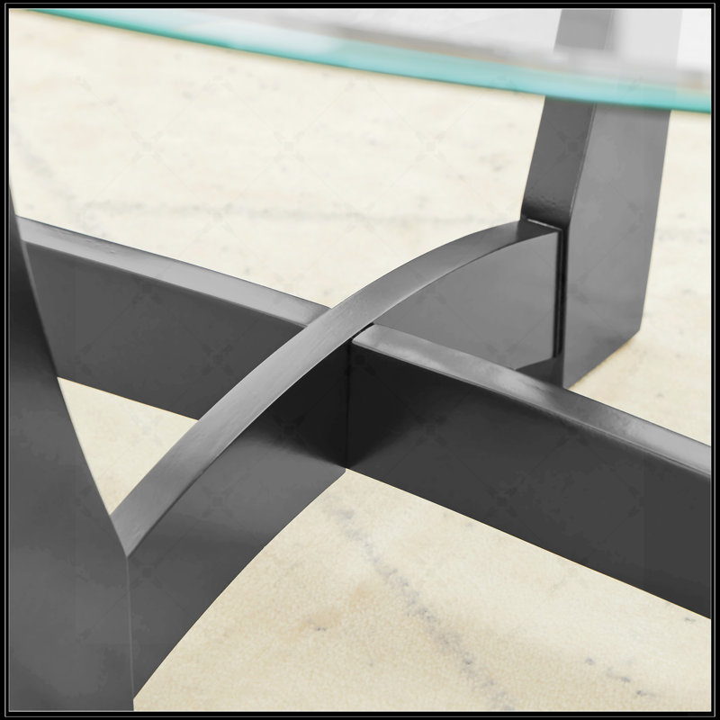 Table basse ronde en verre 23,5 pouces, Noir