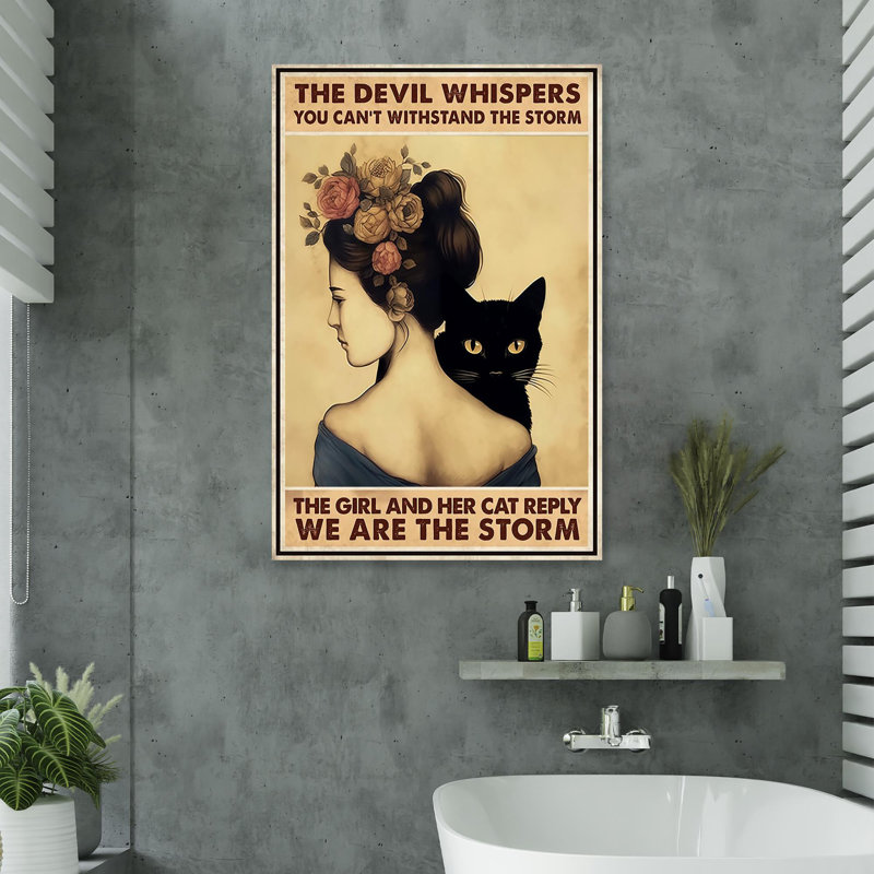 «The Girl and Her Cat répondre», reproduction d'art graphique sur toile tendue, L 24 po x H 36 po