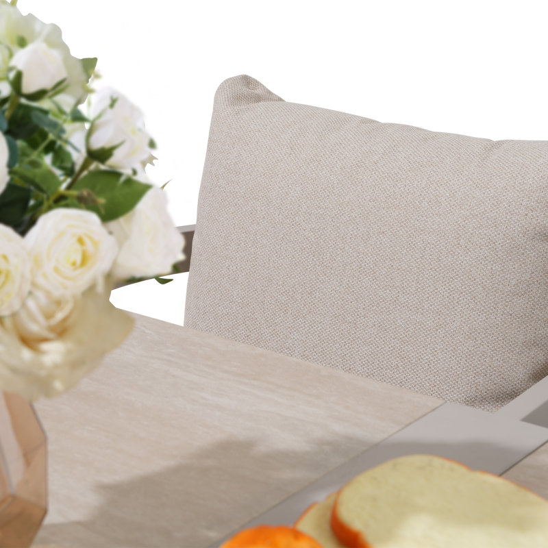 Ensemble repas d'extérieur 7 pièces avec coussins 7 pièces, Coussin en lin / structure en lin