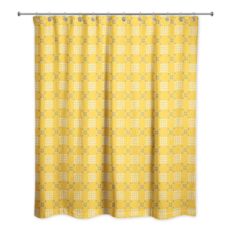 Anakin Geometric Shower Curtain, Yellow