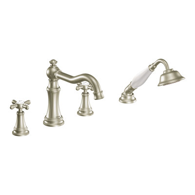 Weymouth Double Handle Deck Mounted Roman Tub Faucet Trim with Diverter and Handshower