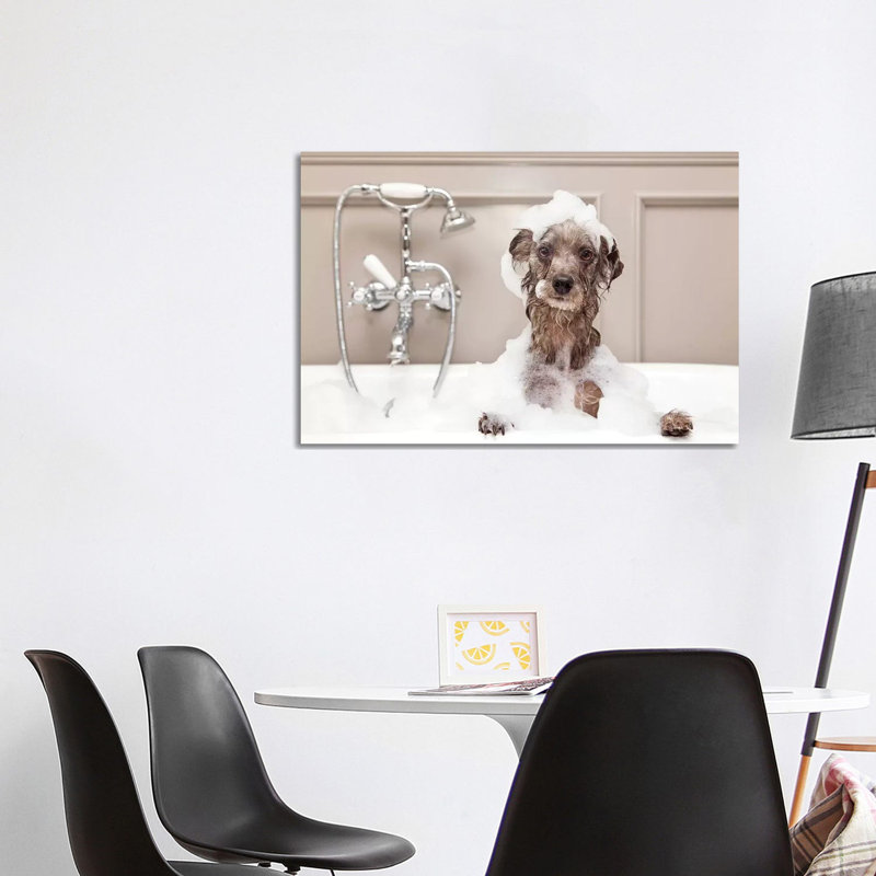 Funny Dog Taking Bubble Bath by Susan Schmitz - Print on Canvas, Wrapped Canvas, 101.6 cm H x 66.04 cm W x 1.91 cm D