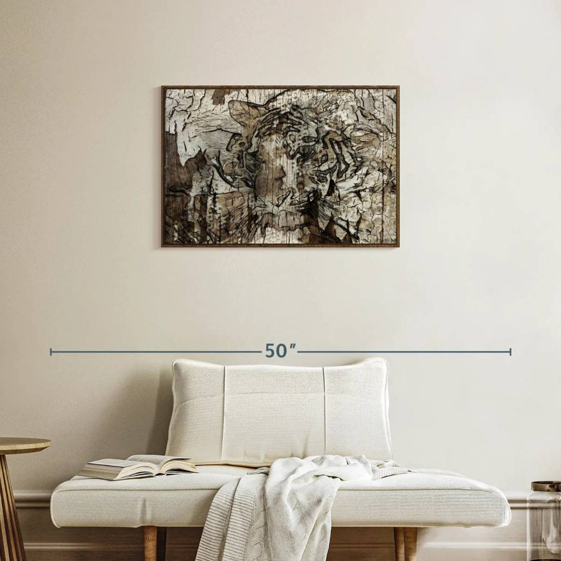 Brown Tiger, Floating Frame Walnut, 46" X 31"