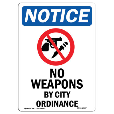 No Weapons by City Ordinance Sign