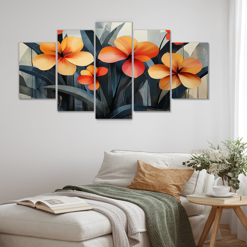 Hibiscus d'été dans une symphonie géomère II - Hibiscus hibiscus, décoration murale - art mural traditionnel diamant