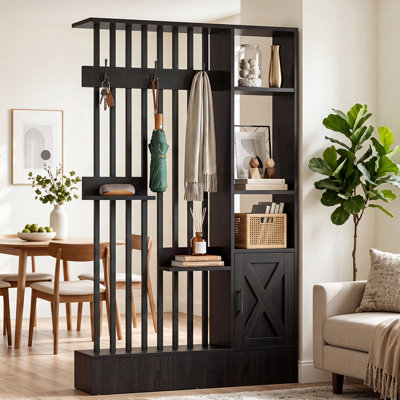 71"H Room Divider with Shelves, Freestanding Wall Partition Screen Display Shelf