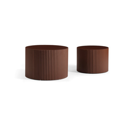 Nesting Table Set Of 2, MDF Coffee Table Set, Brown