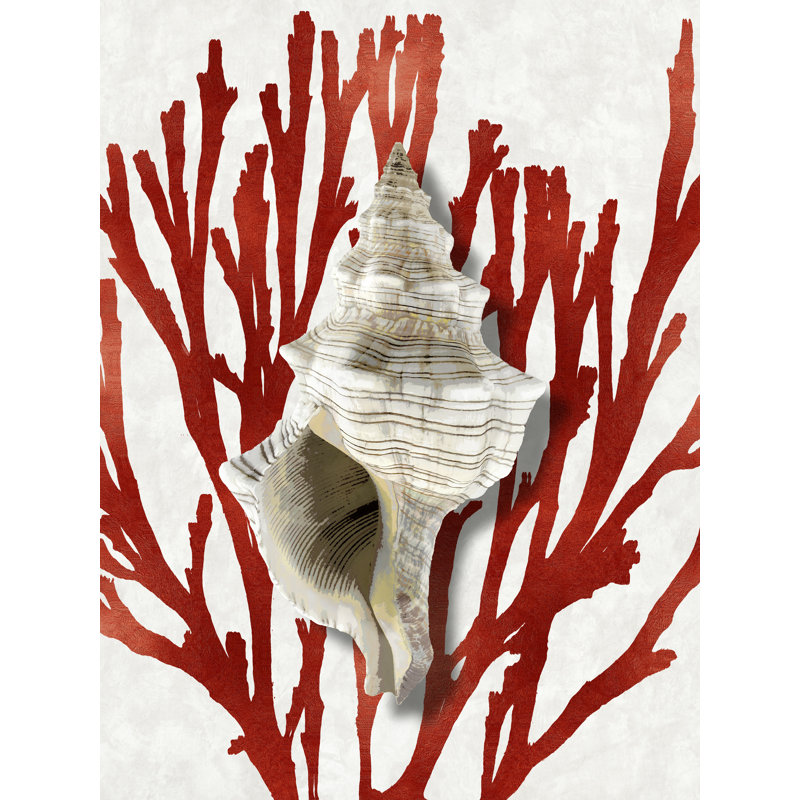 " Shell Coral Red III ", 40" H x 30" W