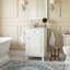 Meuble-lavabo de 18 po de style français avec lavabo en céramique, structure en bois massif, porte à fermeture en douceur et tablette réglable (blanc / bleu)-706582368