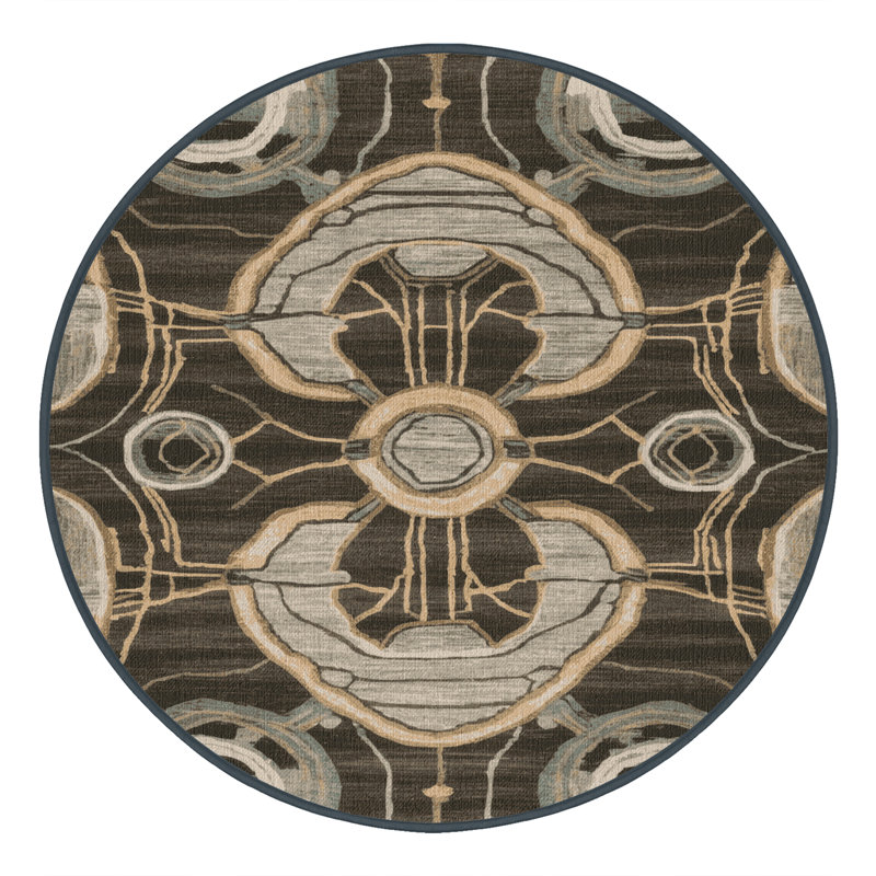 Tapis brun lavable à la machine, Rond 7 pi