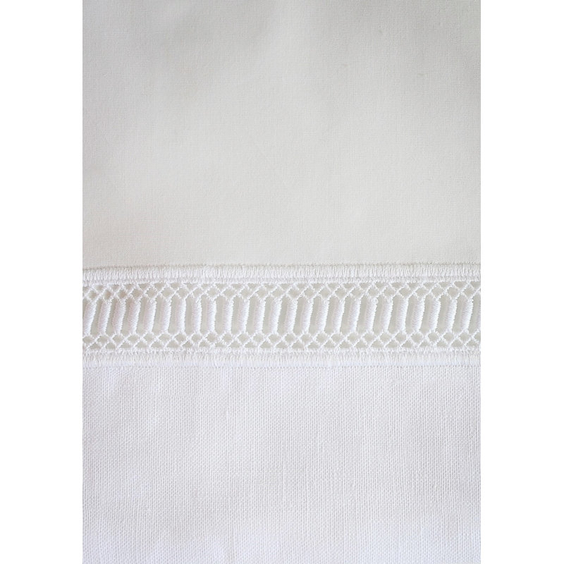 Linea Linen Napkin, 22" x 22", White/Dust Blue