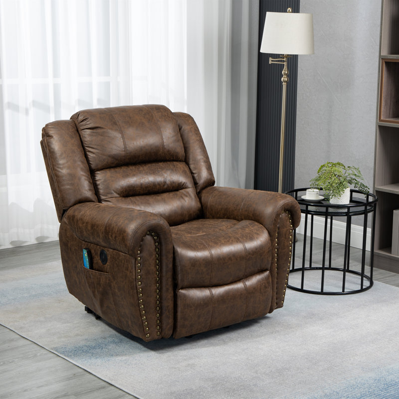 Fauteuil inclinable chauffant USB Power Lift Assist avec masseur, Similicuir brun