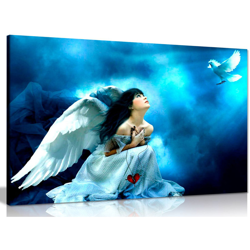 Angel In White Fantasy - Wrapped Canvas Print, 61cm H x 91cm W