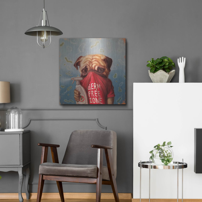  «Germaphobe» par Lucia Heffernan, art mural en métal, 36 po x 36 po, H 24 po x l 24 po