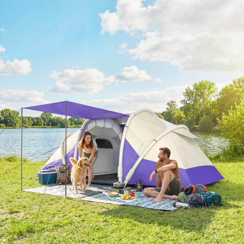4 Person Tent, Purple/White